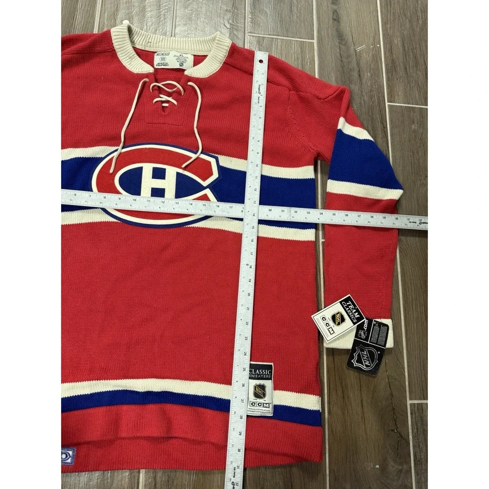 Vintage Montreal Canadiens Knit Acrylic Sweater Jersey Mens XL NHL CCM Classic